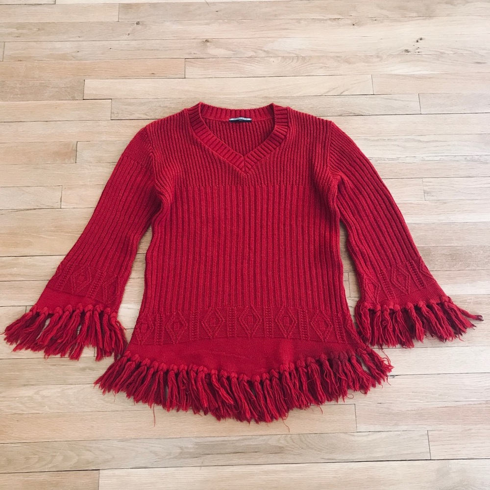 Sharagano Fringe Sweater